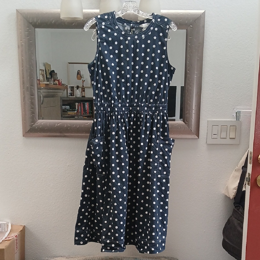 1901 Blue and White Pleated Midi Sundress